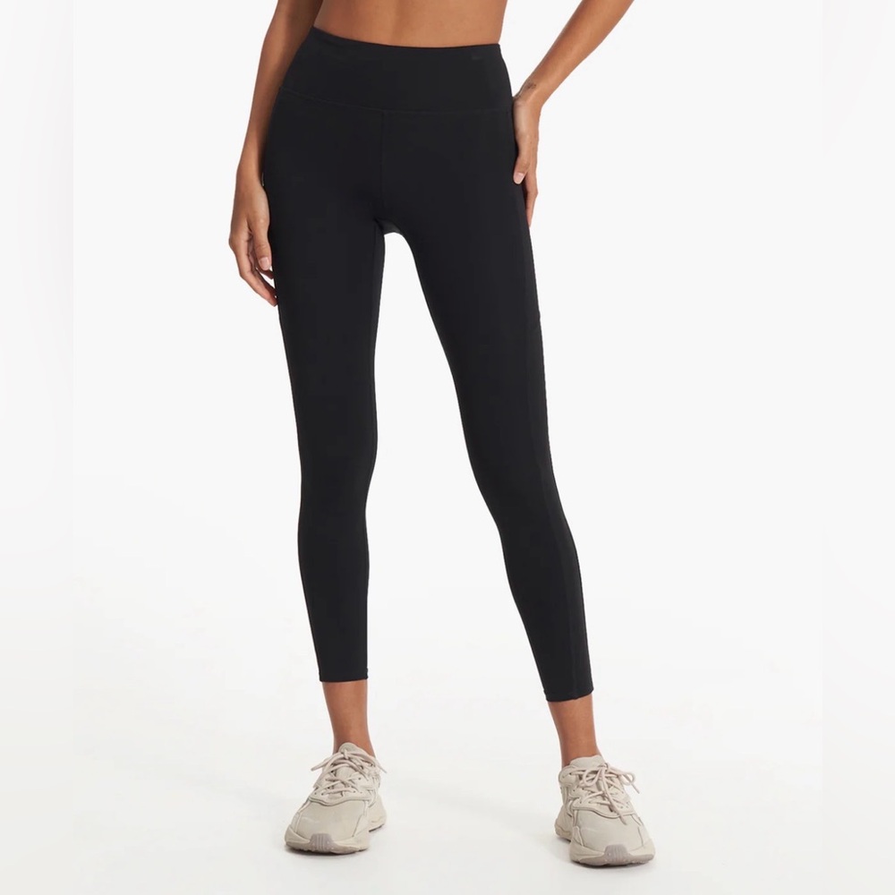 Vuori Womens Stride Leggings Black Back Zip Pocket Side Pockets XS